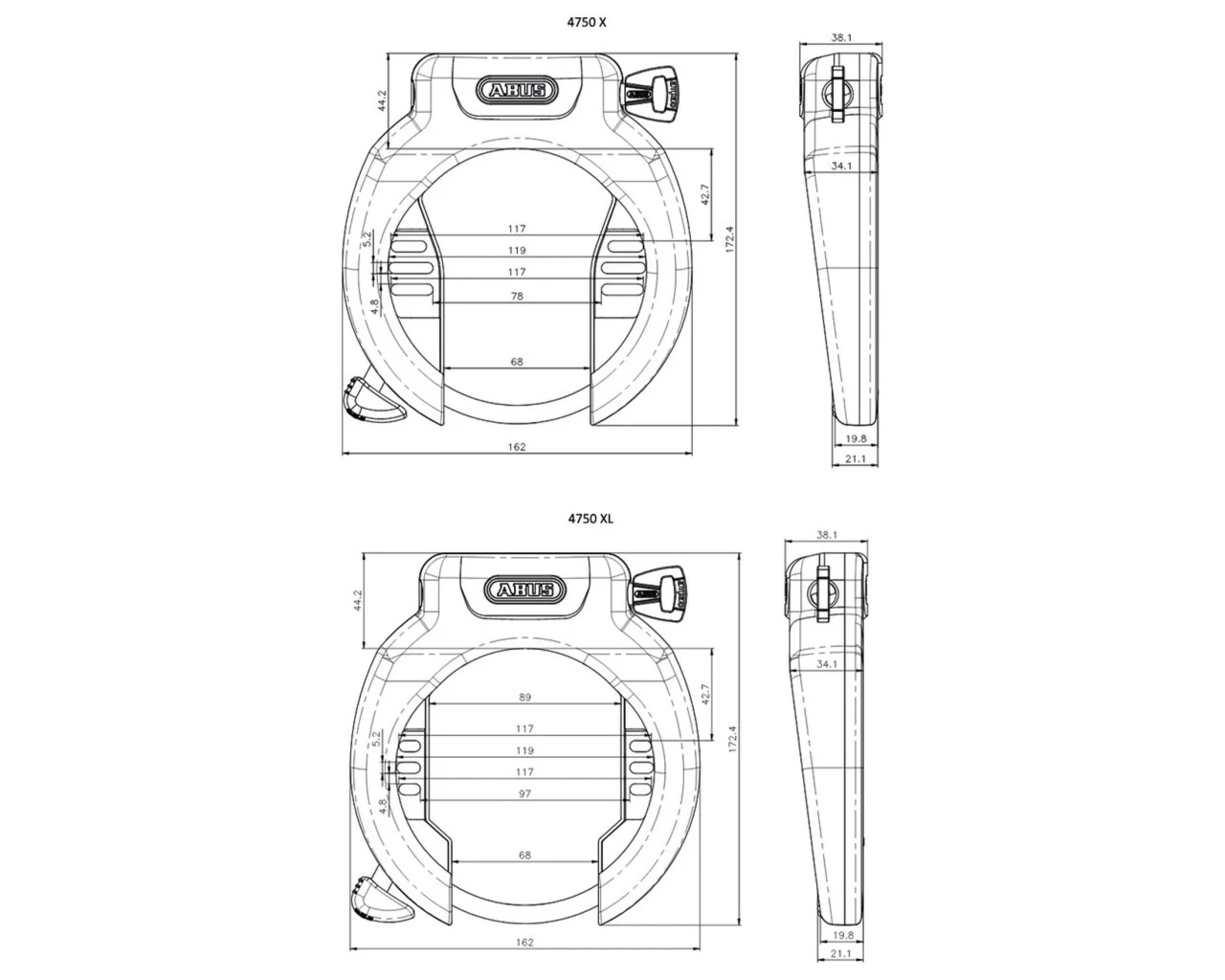 Abus Kettenschloss AC 6KS/100 Mit Pro Amparo 4750XL Kathmandu | Black – Bild 2