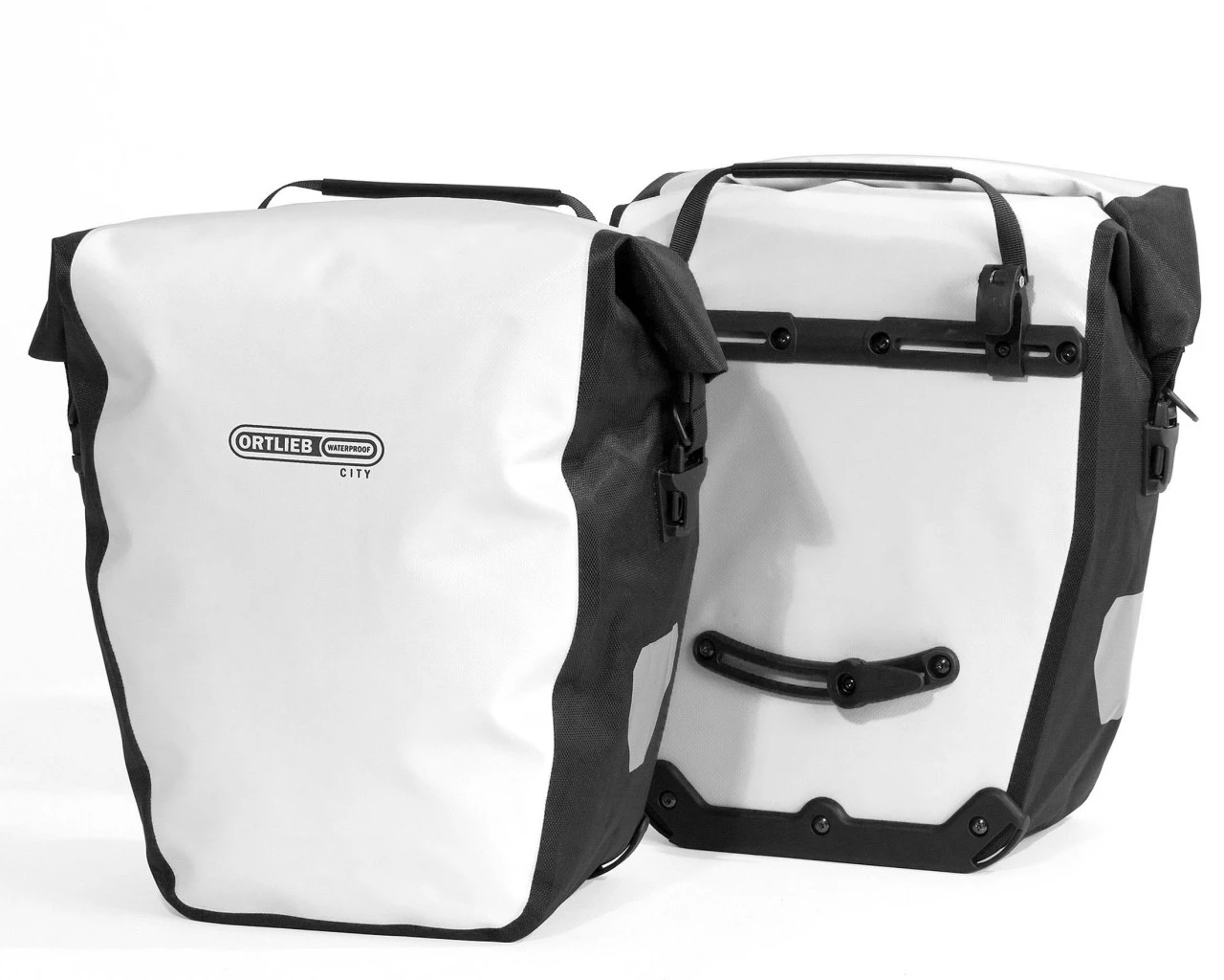 Ortlieb Back-Roller City QL1 Wasserdichte Fahrradtaschen (Paar) | Weiß-schwarz